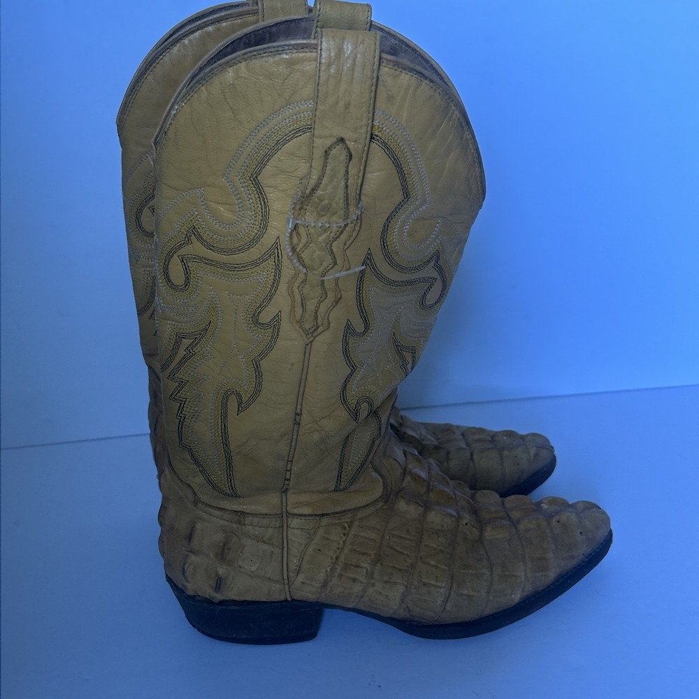 Vintage Rodeo Max Alligator Skin Cowboy Boots Tan US 8 Made in Mexico